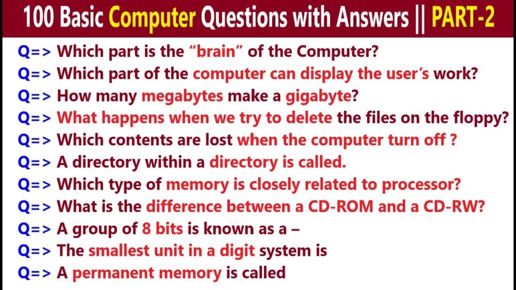 basic computer questions and answers computer gk general knowledge computer trivia part