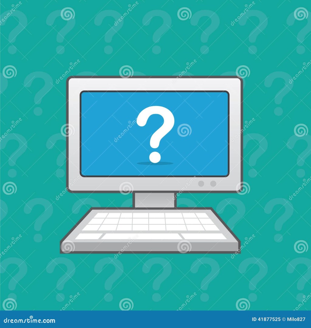 desktop computer question - Computer Question Mark stock vector
