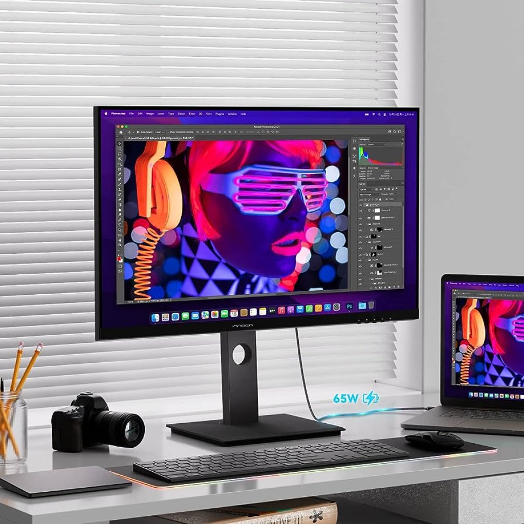 desktop computer 4k monitor - INNOCN K Monitor  Inch IPS Screen Professional Calibration, % DCI-P,  HDR, (HDMI/DisplayPort/USB-C), Height Adjustable, VESA  x , CU-D