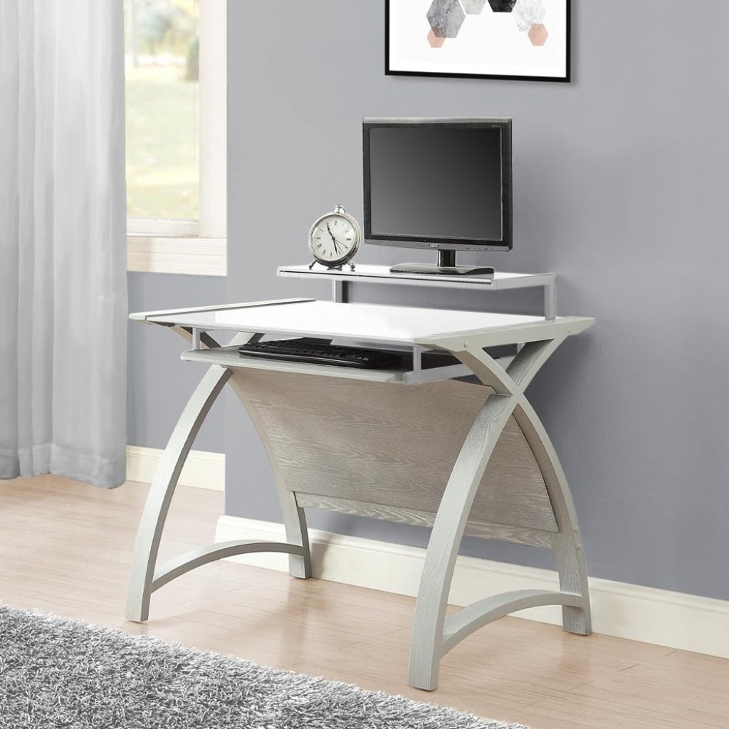 pc desk 900 mm - Jual Helsinki Curved mm Computer Desk in Grey Ash with White