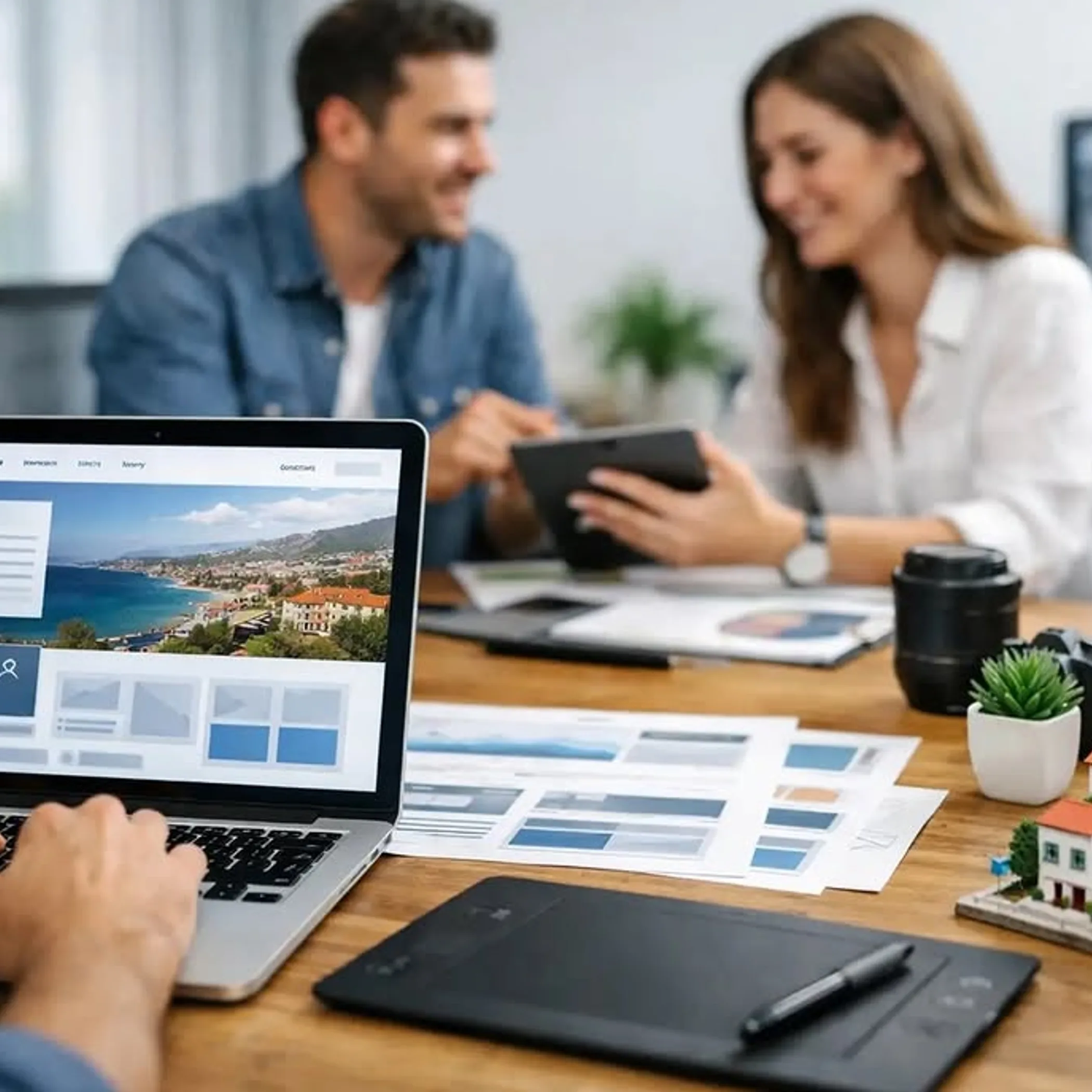 person designing website on laptop