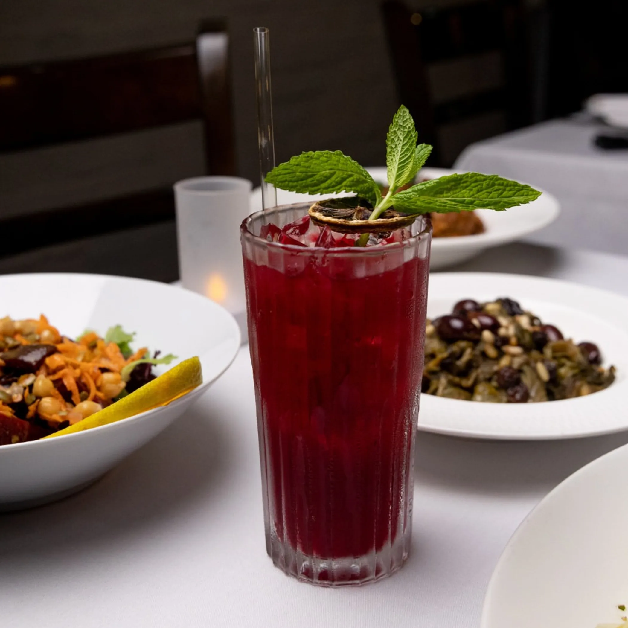 urban laneway dining with food and drinks